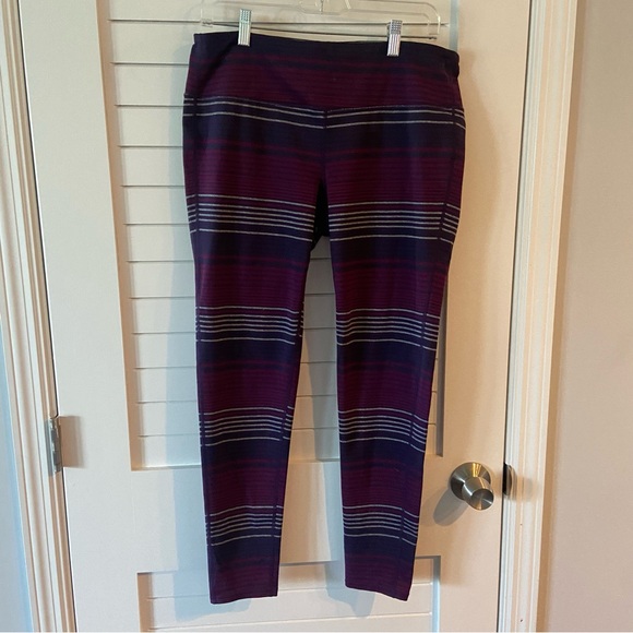 Athleta Pants - Athleta Purple Striped Leggings Size XL